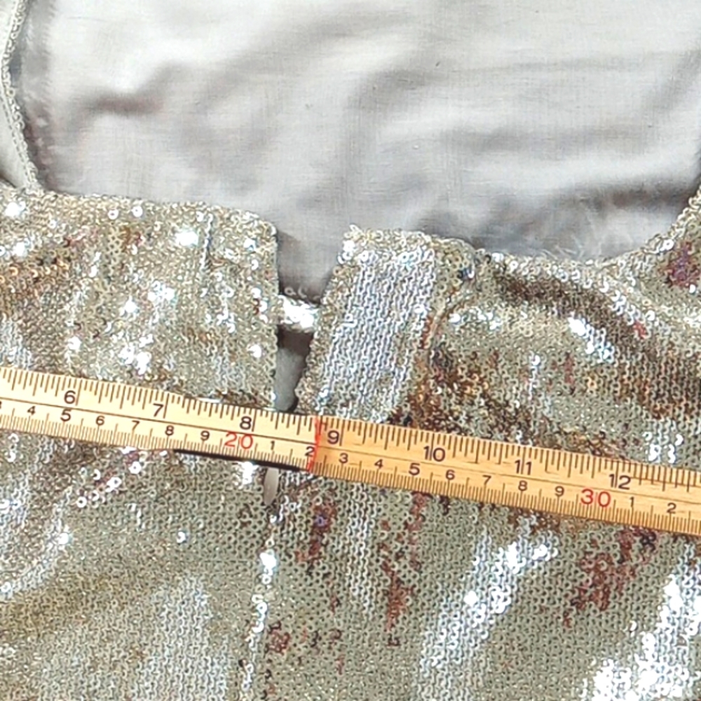 HALSTON Dress 12 Women Silver Sequence Metallic Cocktail Party Holiday NEW yy - Picture 12 of 12